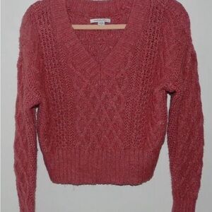 American Eagle Outfitters V-Neck Sweater in Rose